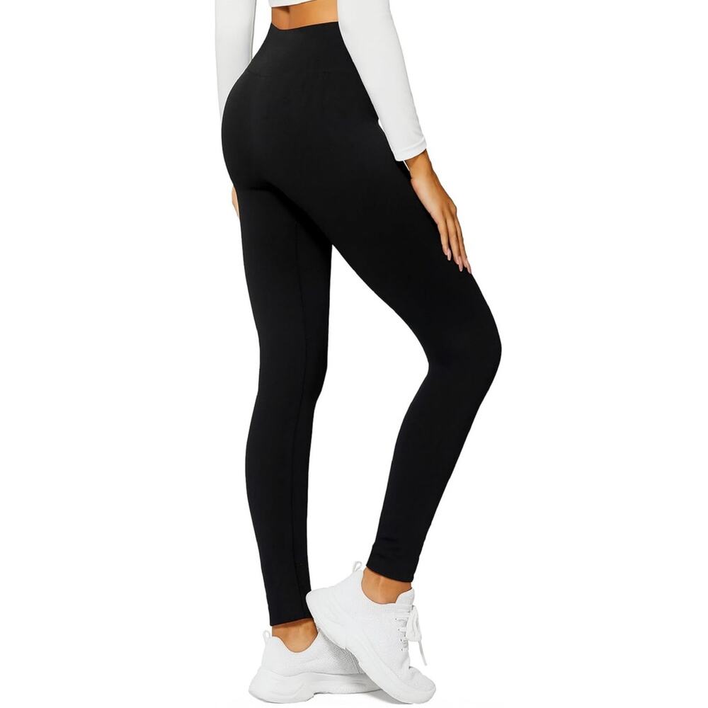 Conceited Womens Black Fleece Lined Soft Hi Rise Leggings Size Small Medium